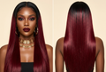 Black to Burgundy Wig – Human Model Front