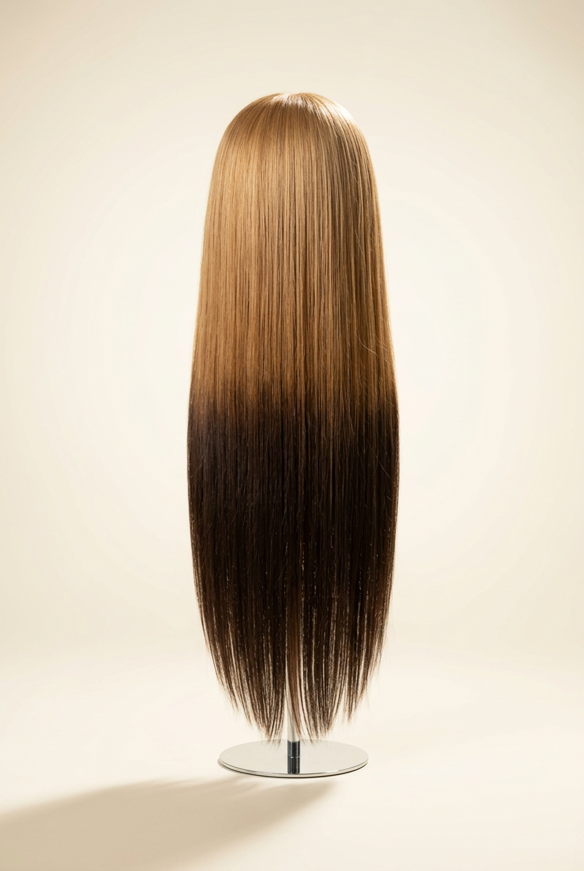 Raw Vietnamese Bone Straight Ombre Wig 24 Inches – Wig stand back view