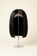 Raw Vietnamese Jet Black Bob Wig 8 Inches – Wig stand front view