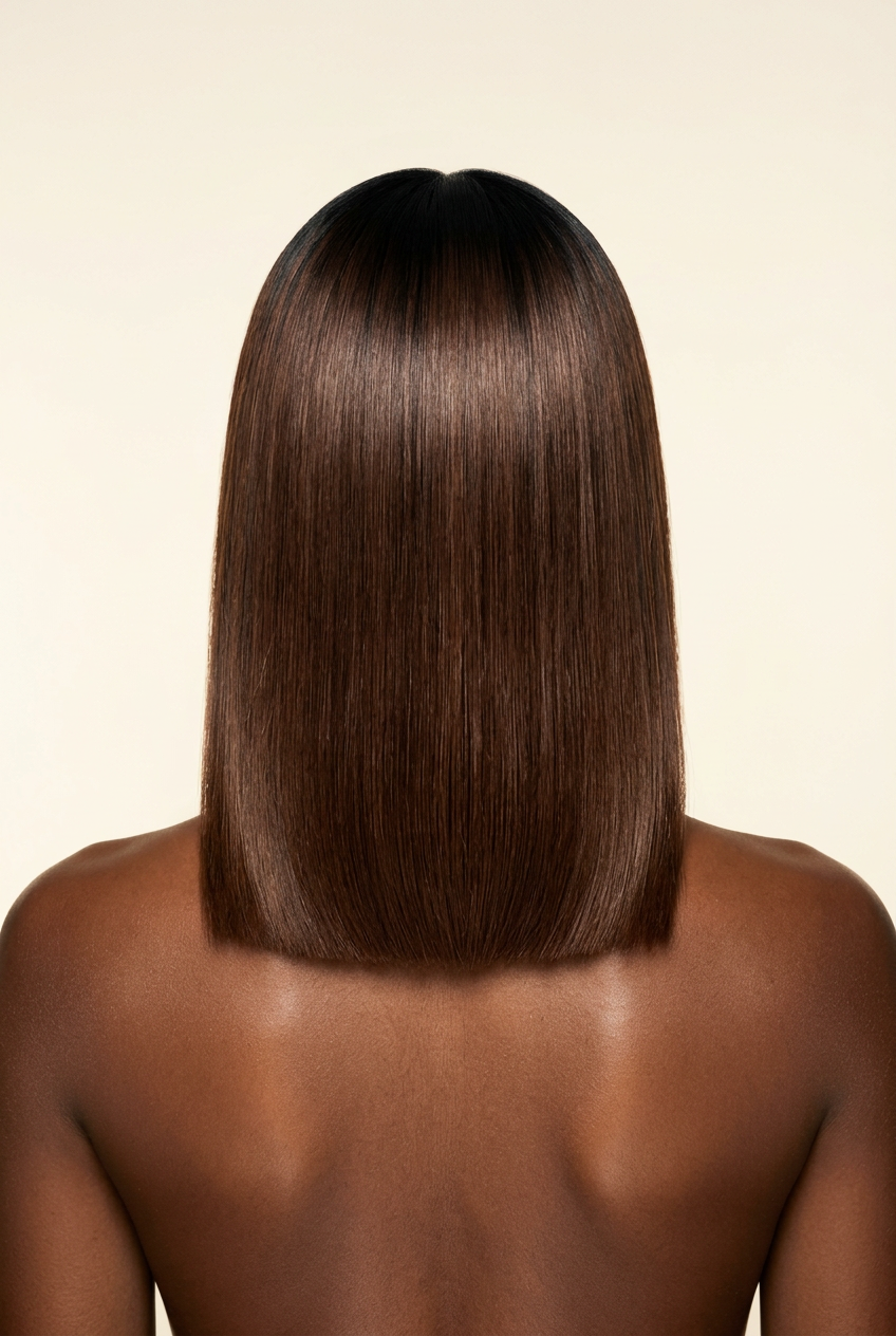Raw Vietnamese Chocolate Brown Bob Wig – Human model back view