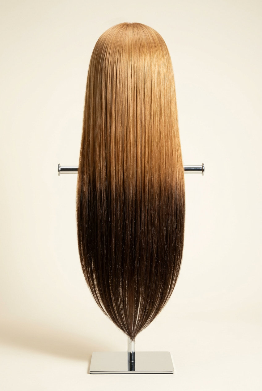 Raw Vietnamese Bone Straight Ombre Wig 24 Inches – Wig stand back view