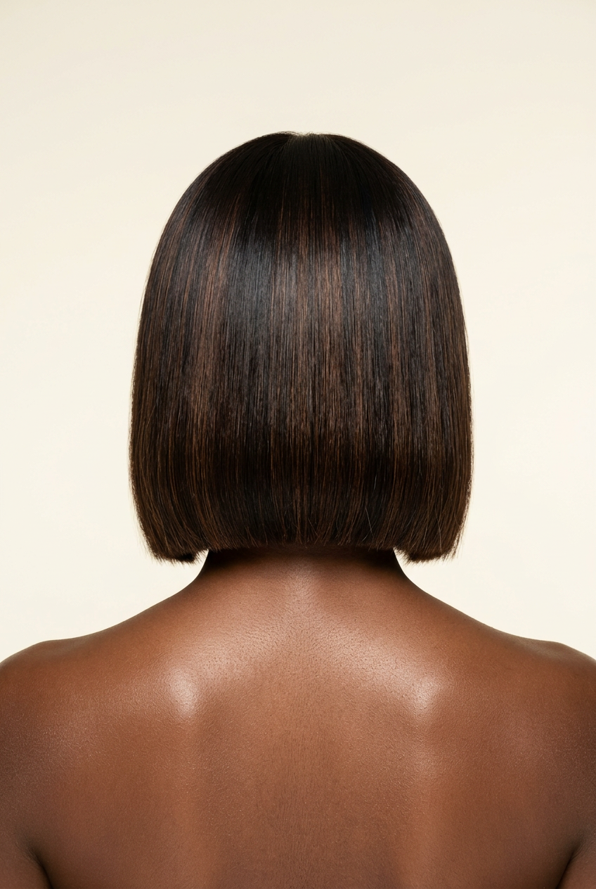 Raw Vietnamese Dark Brown Bob Wig 8 Inches – Human model back view