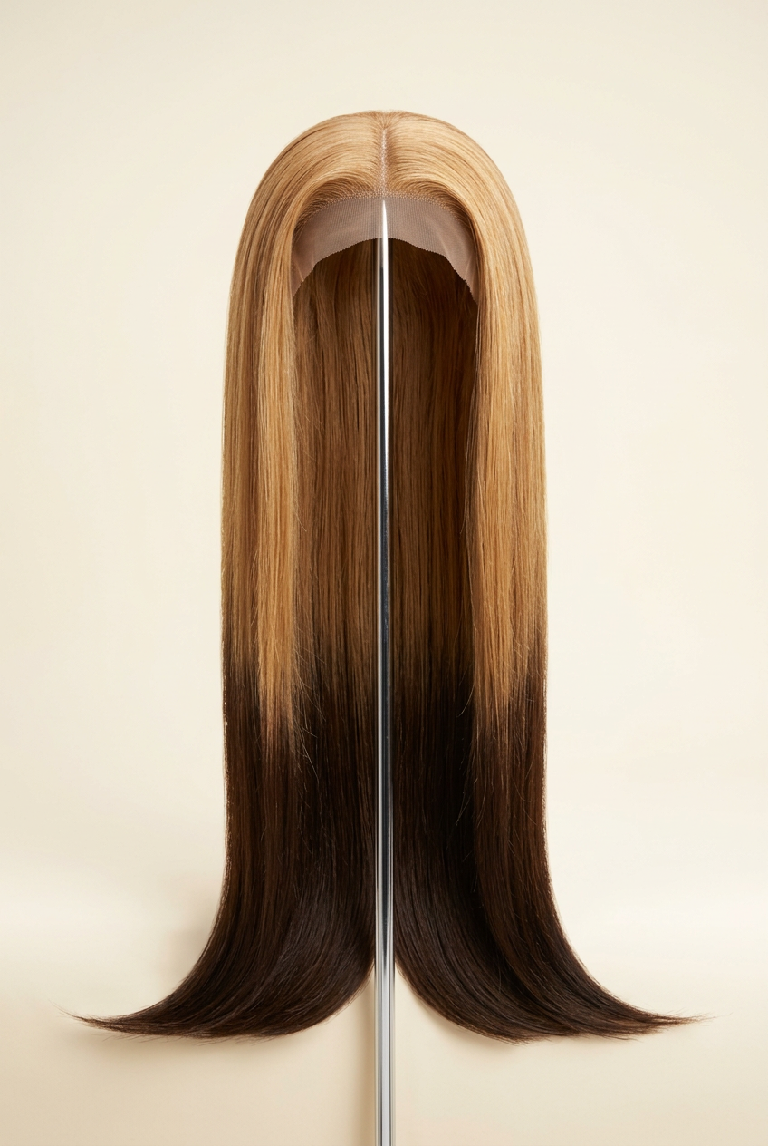 Raw Vietnamese Bone Straight Ombre Wig 24 Inches – Wig stand front view