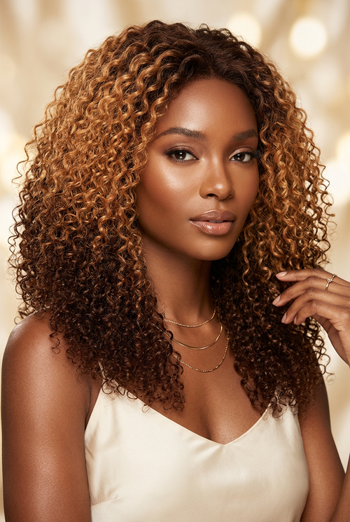 Kinky Curly Wig – Human Model Front